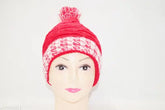 Red wool self-design traditional cap, fashionable women's wear from India