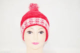 Red wool self-design traditional cap, fashionable women's wear from India