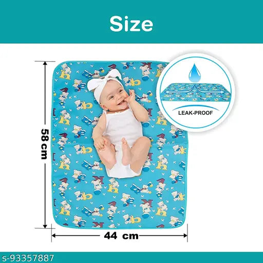 Waterproof plastic baby bed protector sheet, absorbent for urine and diaper changes. Soft, easy-to-clean, multi-purpose for crib use, made in India