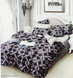 Black geometric printed double flat bedsheet, high-quality cotton, adds vibrancy to summer bedroom decor