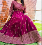 Pink Rayon Anarkali Kurti, chinned waist, three-quarter sleeves, vibrant printed ethnic wear for women