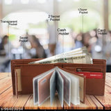 Classic world PU leather wallet, 2 compartments, solid pattern, ideal for everyday essentials