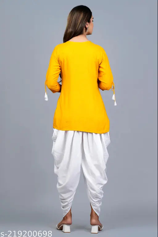 Rayon tunic and dhoti set with three-quarter sleeves, Indian traditional clothing for men S, M, L, XL, XXL