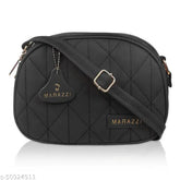 Trendy PU Marazzi men's handbag, solid pattern, 4 compartments, free size (10x3x7 inches)