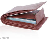 Brown album leather men's wallet, textured net pattern, 3 compartments, free size (11cm x 9cm), India-made