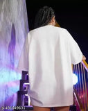Cotton blend oversize back printed t-shirt for women and girls, India - trendy and comfortable wear