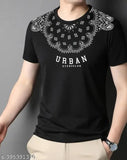 Black cotton blend EyeBogler men's typography regular round t-shirt, short sleeves, Summer Collection refresh wardrobe, printed design on front chest
