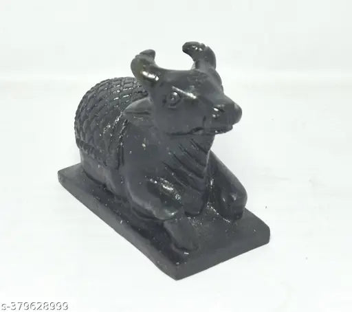 Black marble Shiva Nandi for daily pooja purpose, handcrafted Indian artisan's masterpiece, 6cm x 5cm x 3cm