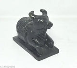 Black marble Shiva Nandi for daily pooja purpose, handcrafted Indian artisan's masterpiece, 6cm x 5cm x 3cm