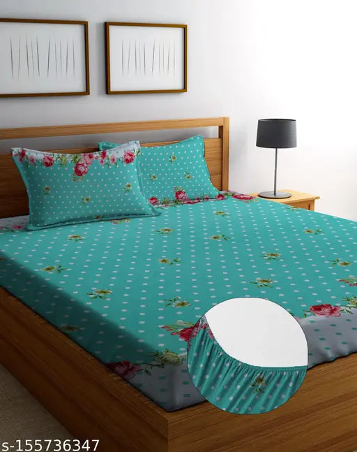 White Glace Cotton King Size Bedsheets with 2 Pillow Covers, 180 TC Supersoft, 72x78 inches, fits 4-10 inch mattresses