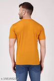 Men's mustard striped polyester half sleeve t-shirt, regular fit with short sleeves