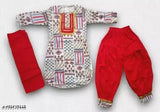 Embellished cotton blend ethnic kurta set for festivals and weddings, long sleeves design for girls aged 0-10 years