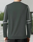 White, cotton blend, men's regular fit printed round neck t-shirt with full sleeves, pair perfectly with denim