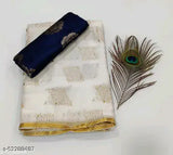 Chiffon saree with jacquard blouse piece, embellished pattern, gentle hand wash or machine wash. India-origin women's fashion accessory