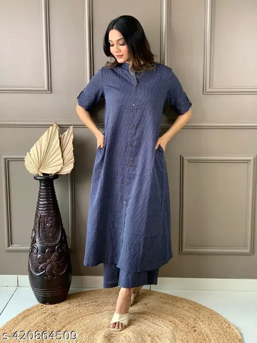 Cotton solid-colored kurta palazzo from Indian brand Cotton Katha Fabrics, perfect for Indian wear