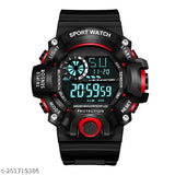 Black shockproof multi-functional digital sports watch with high-quality PU strap, suitable for men and boys' casual, sport, fashion, or party wear. Classic design, great for Indian festivals