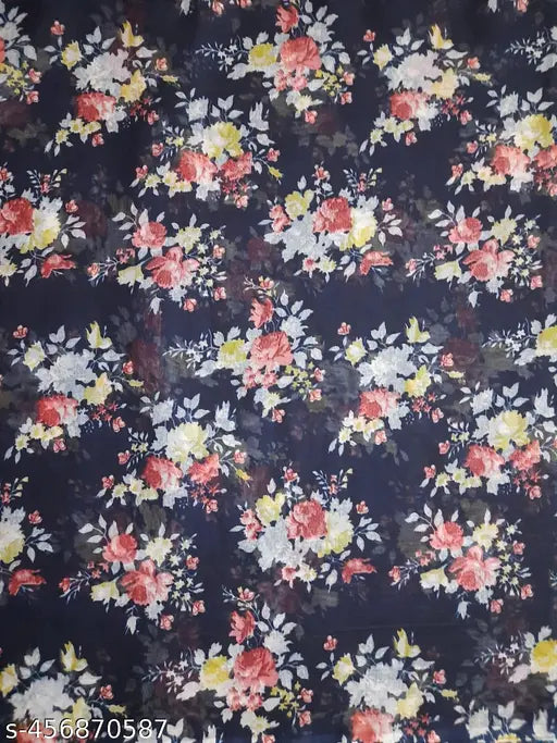 Fancy floral print chiffon scarves, premium quality, pearl & tassels, multi-colored (blue/pink), pack of 2 - versatile fashion accessories for women and girls