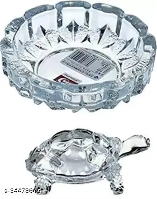 Whitewhale crystal tortoise with plate, glass turtle decor showpiece for career and luck - Feng Shui Vastu, perfect gift for Laxmi or Diwali Puja