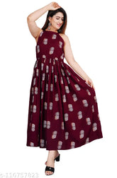 Peacock feather rayon anarkali kura, vibrant printed sleeveless dress in Indian style, multiple sizes available