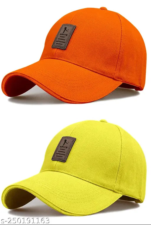 Solid cotton baseball caps (pack of 2), adjustable for unisex casual wear, lightweight and durable
