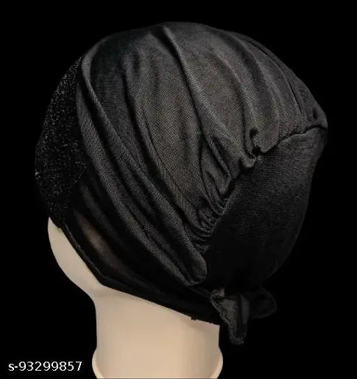 Textured cotton canvas Mehar Shimmer Cap Hijab Cap, 3-pack of onesize Muslim head wrap, India origin