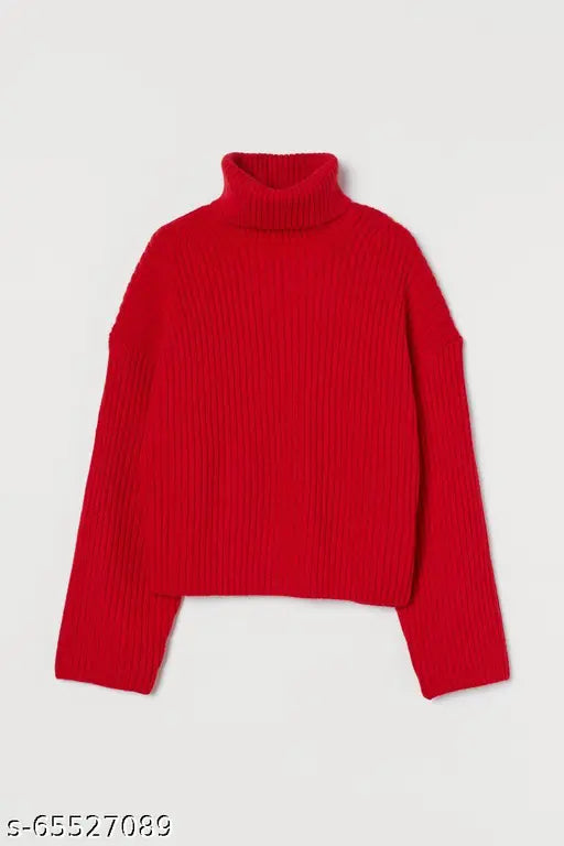 Pink and red wool highneck sweaters for kids (India), solid pattern, sizes 0-1 years to 6-7 years