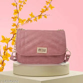 Faux leather gold chain slingbag, versatile women's accessory for daily use. Solid design, 1 compartment, free size (L10in x W2in x H6in). Handcrafted by FOMMIL, India