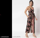 Printed crepe jumpsuit, western wear for women, size S-XL, intricate pattern on display
