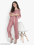 Striped crepe jump suit, short sleeves, XS-XXXL sizes available, made in India