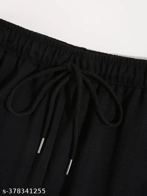 Black cotton blend printed jogger pants for women - high-quality, versatile, and breathable athletic wear