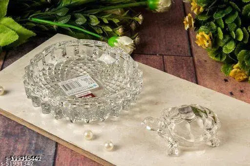 Crystal-plated turtle yantra, 15cm showpiece for home decor, perfect for living room or bedroom