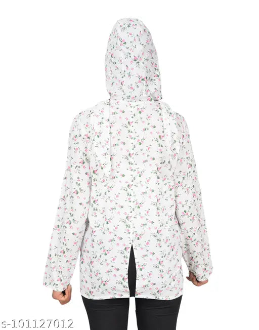 Pastel floral print cotton Chuklin summer coat, pack of 1 - lightweight and versatile women's sun protection layer for travel, driving, or casual wear