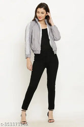 Grey wool classic NS jacket by Shaiba Fashion, solid pattern, long sleeves, size S (bust 34in, length 21in), made in India