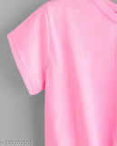 Pink knot crop top with love print, lycra, short sleeves, women's clothing, India