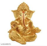 Matte gold resin Ganesha idol for home decor, versatile statue for pooja or office table, handcrafted by Indian artisans. Ideal gift for various occasions like marriage anniversaries, festivals, or corporate gifts. Perfect for interior décor, tabletop showpiece, or pooja room accessory