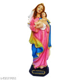 Multicolor, polyresin Madonna showpiece statue (30 cm x 10 cm x 8 cm), perfect for Catholic wall decor or housewarming gifts
