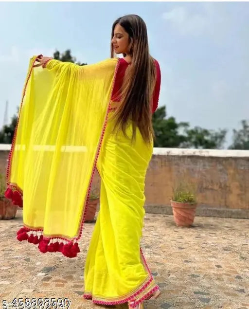 Georgette saree with Bangalore silk blouse, printed design for parties