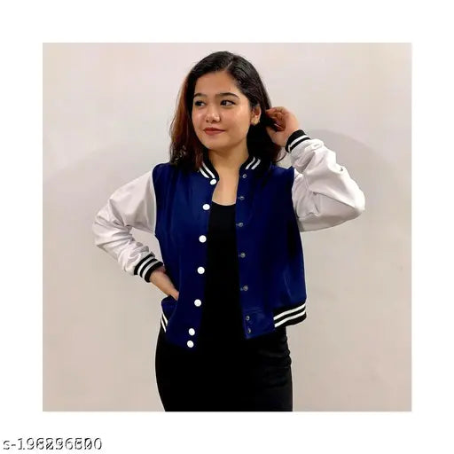 Navy Blue printed cotton blend boomer jacket, long sleeves, size N (India-made clothing)