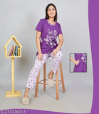 Printed cotton nightsuit long top with two side pockets, perfect for summer in vibrant colors and soft cotton fabric