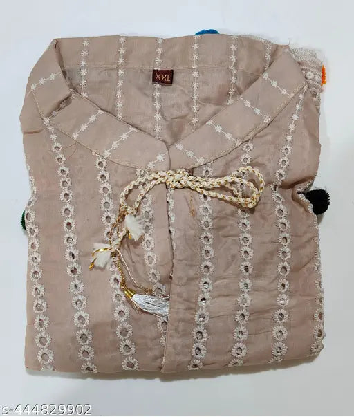 Modern cotton-blend embroidered net waistcoat for women, three-quarter sleeves