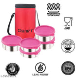 Red stainless steel Granify lunch box with five containers and bag - perfect for packing lunches