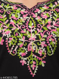 Woolen embroidered kurti, three-quarter sleeves, woolen embroidery on traditional Indian garment