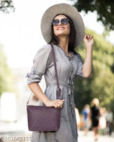 Purple faux leather American Stitch sling bag, adjustable strap, 3 compartments, water-resistant, embroidered pattern, daily use, Indian design