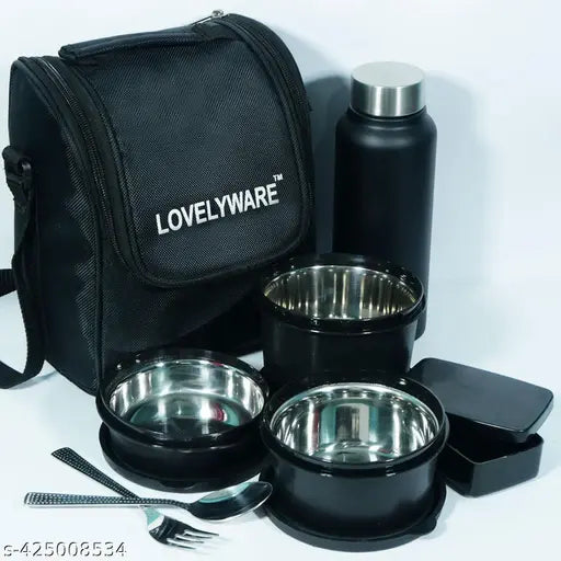 Eco-friendly stainless steel corporate lunch box set with leakproof containers, ideal for college, office, and school use, compact lunch solution in India (750ml x 3)