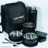 Eco-friendly stainless steel corporate lunch box set with leakproof containers, ideal for college, office, and school use, compact lunch solution in India (750ml x 3)