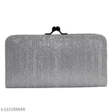 Shiny PU Handpurse Clutches, embellished net pattern, 3 compartments, free size (21x11 in), vintage collection from India