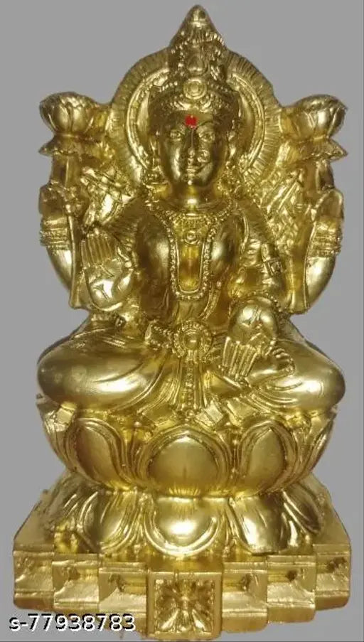 Antique poly resin Mahalakshmi statue, 13cm height, traditional Indian God idol on display