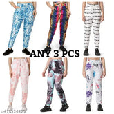 Knee-length printed polycotton women's track pants set (Pack of 3), soft and elasticated for sleepwear, yoga wear, or jogging