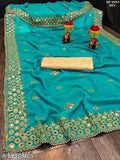Georgette mirror-embroidered saree with separate dupion silk blouse, Indian traditional fashion accessory