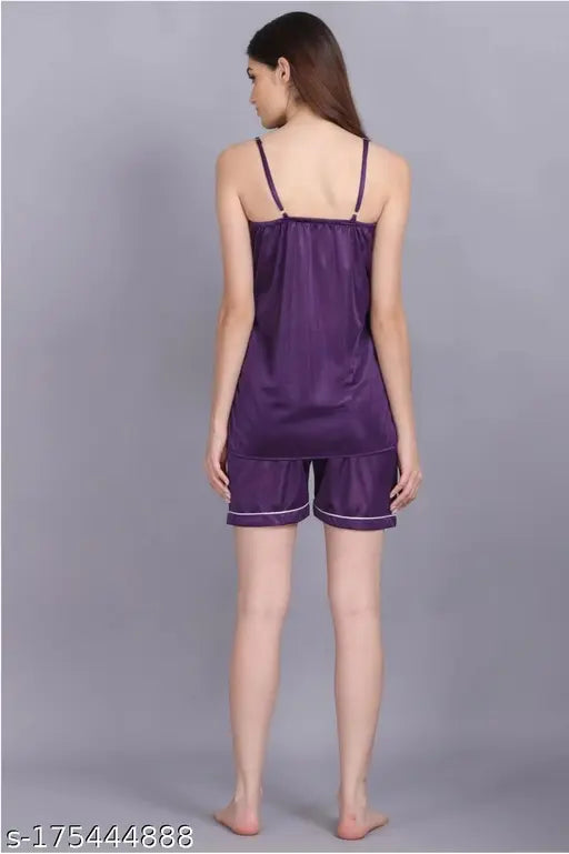 Satin nightwear set for women & girls, flimsy tank top & shorts in solid satin, gentle on skin, elastic waist, adjustable strap, cozy loungewear from Flimsy